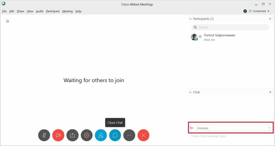 Select chat with others on webex meetings